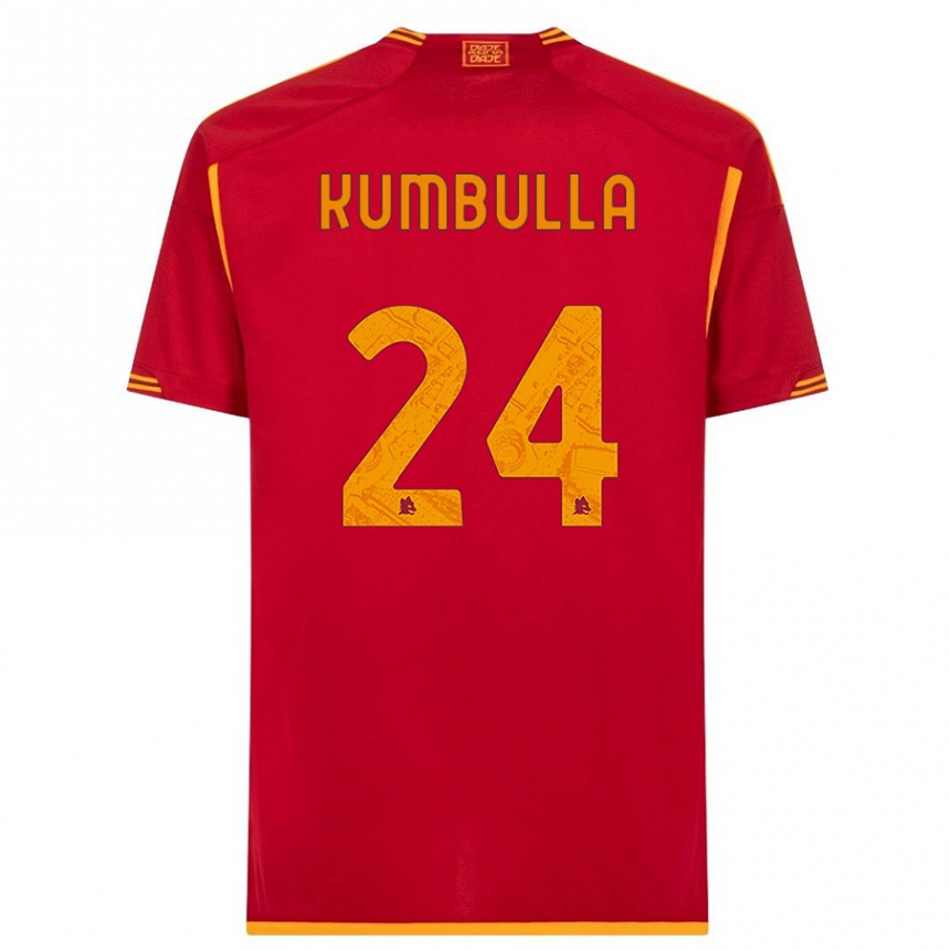 Men  Marash Kumbulla #24 Red Home Jersey 2023/24 T-Shirt