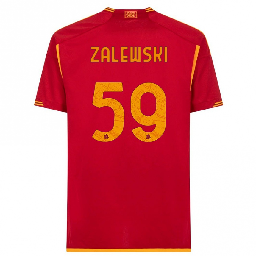 Men  Nicola Zalewski #59 Red Home Jersey 2023/24 T-Shirt