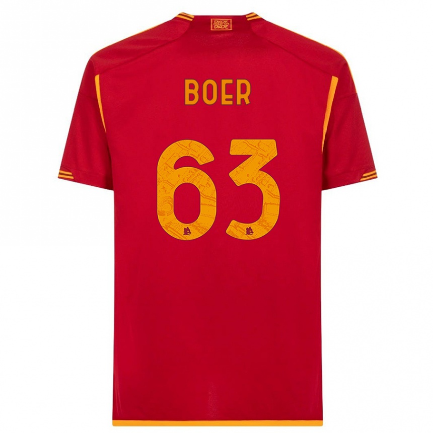 Men  Pietro Boer #63 Red Home Jersey 2023/24 T-Shirt