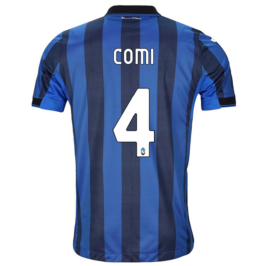 Men  Pietro Comi #4 Black Blue Home Jersey 2023/24 T-Shirt