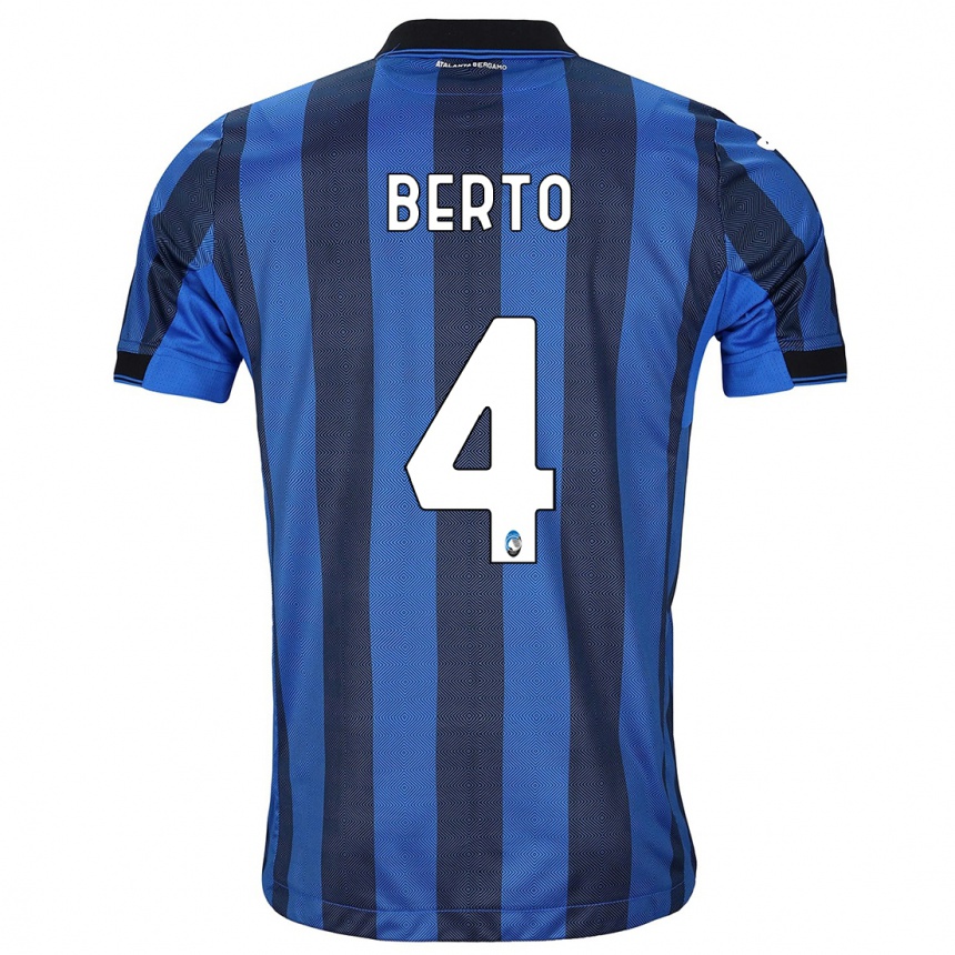 Men  Gabriele Berto #4 Black Blue Home Jersey 2023/24 T-Shirt