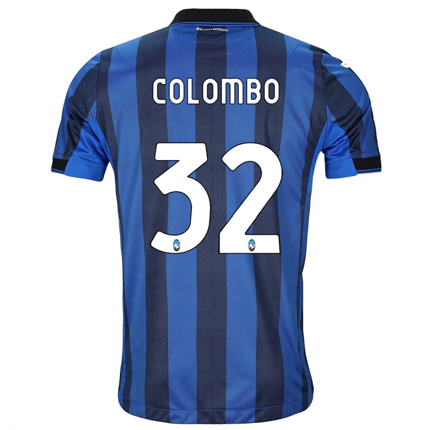 Men  Matteo Colombo #32 Black Blue Home Jersey 2023/24 T-Shirt