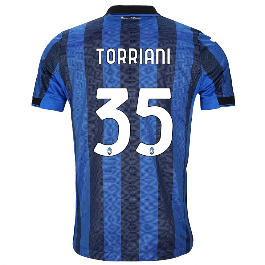 Men  Andrea Torriani #35 Black Blue Home Jersey 2023/24 T-Shirt