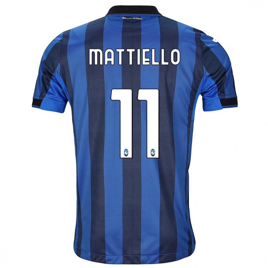 Men  Federico Mattiello #11 Black Blue Home Jersey 2023/24 T-Shirt