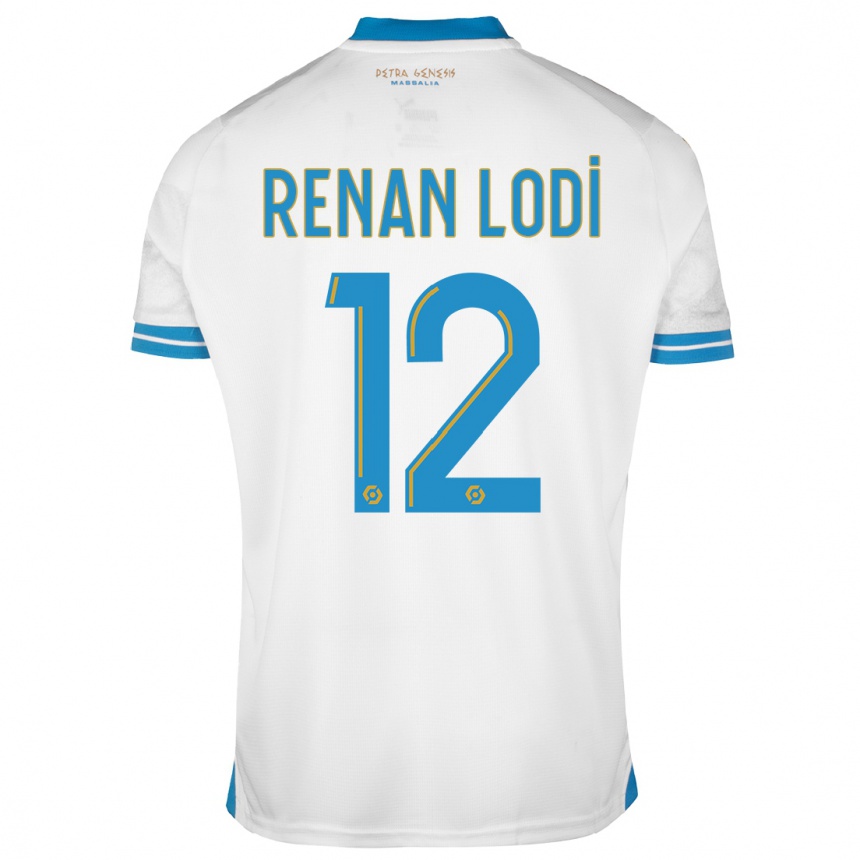 Men  Renan Lodi #12 White Home Jersey 2023/24 T-Shirt