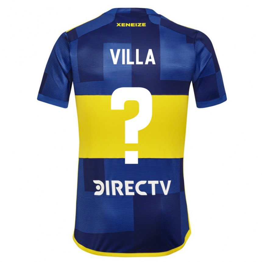 Men  Sebastian Villa #0 Dark Blue Yellow Home Jersey 2023/24 T-Shirt