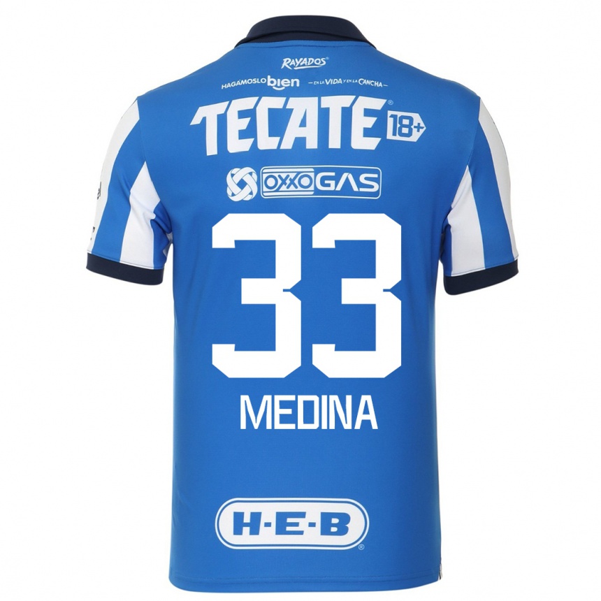 Men  Stefan Medina #33 Blue White Home Jersey 2023/24 T-Shirt