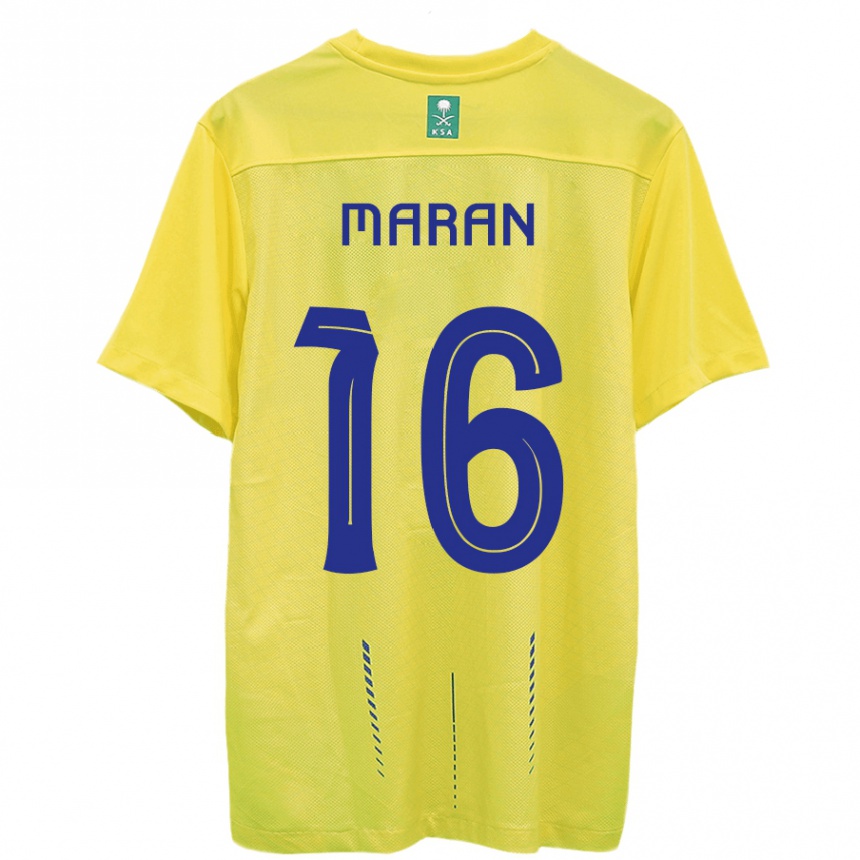 Men  Mohammed Maran #16 Yellow Home Jersey 2023/24 T-Shirt