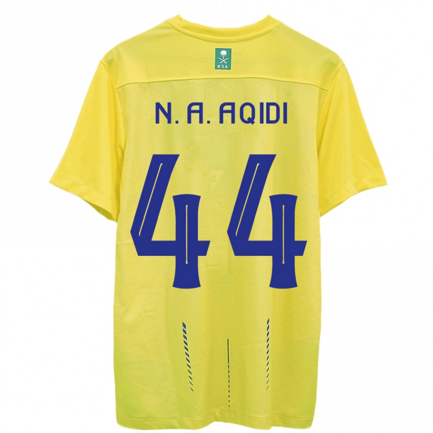 Men  Nawaf Al-Aqidi #44 Yellow Home Jersey 2023/24 T-Shirt