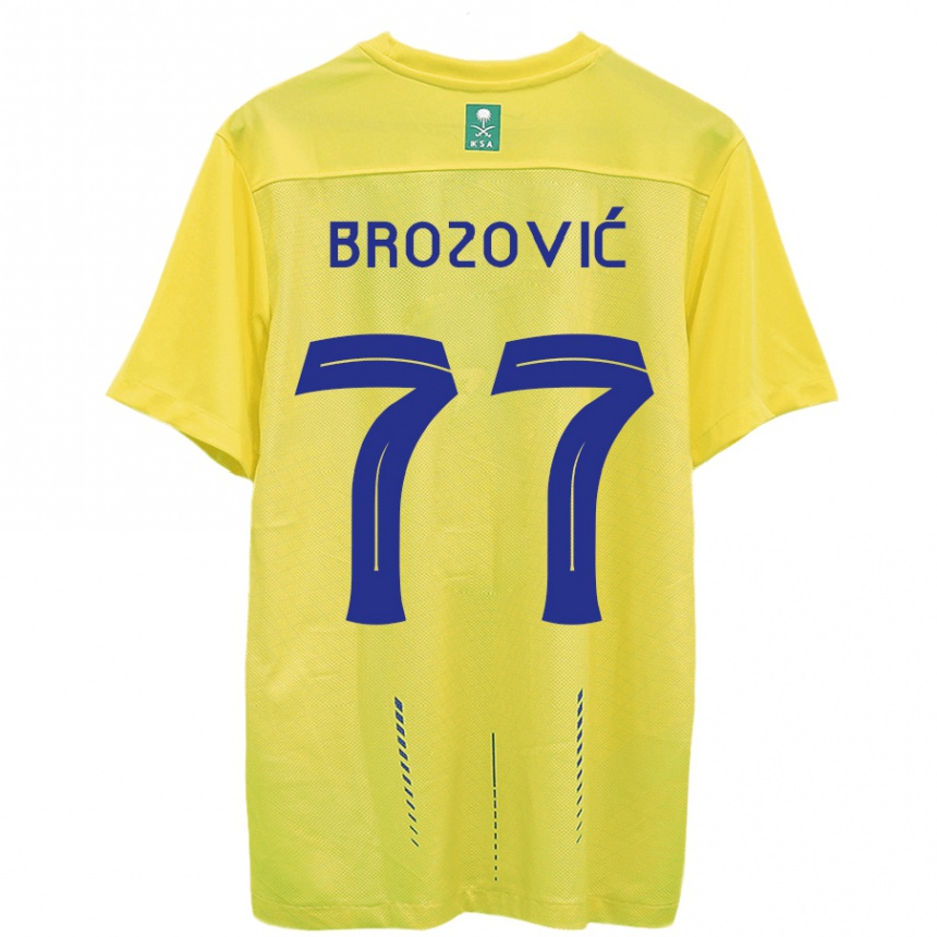 Men  Marcelo Brozovic #77 Yellow Home Jersey 2023/24 T-Shirt