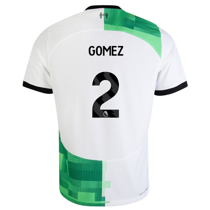 Men  Joe Gomez #2 White Green Away Jersey 2023/24 T-Shirt