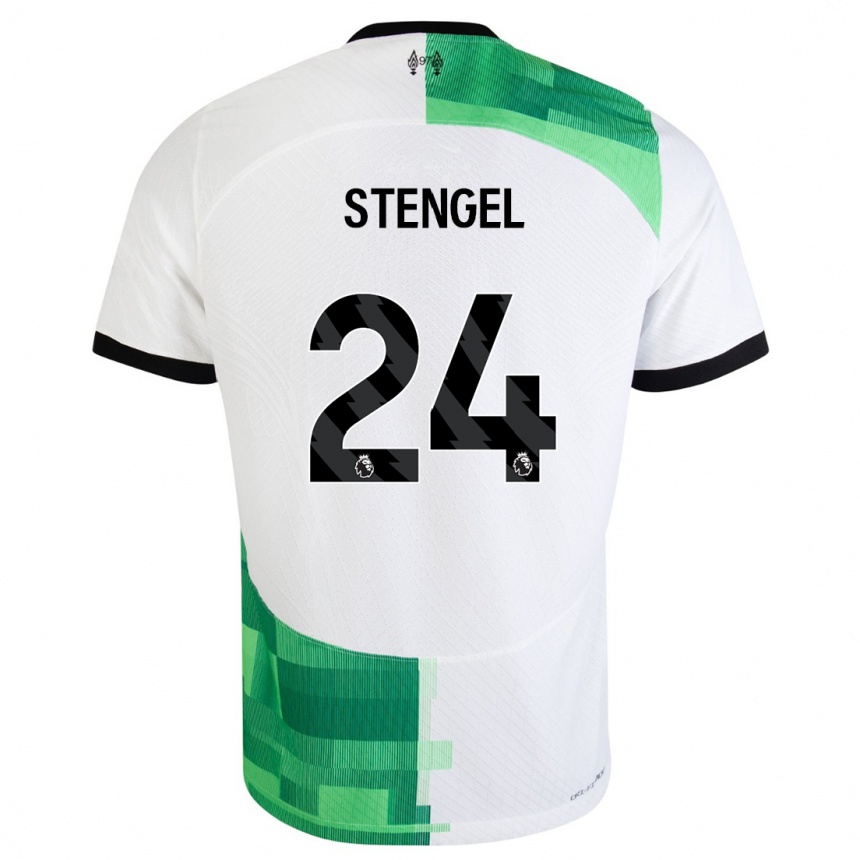 Men  Katie Stengel #24 White Green Away Jersey 2023/24 T-Shirt