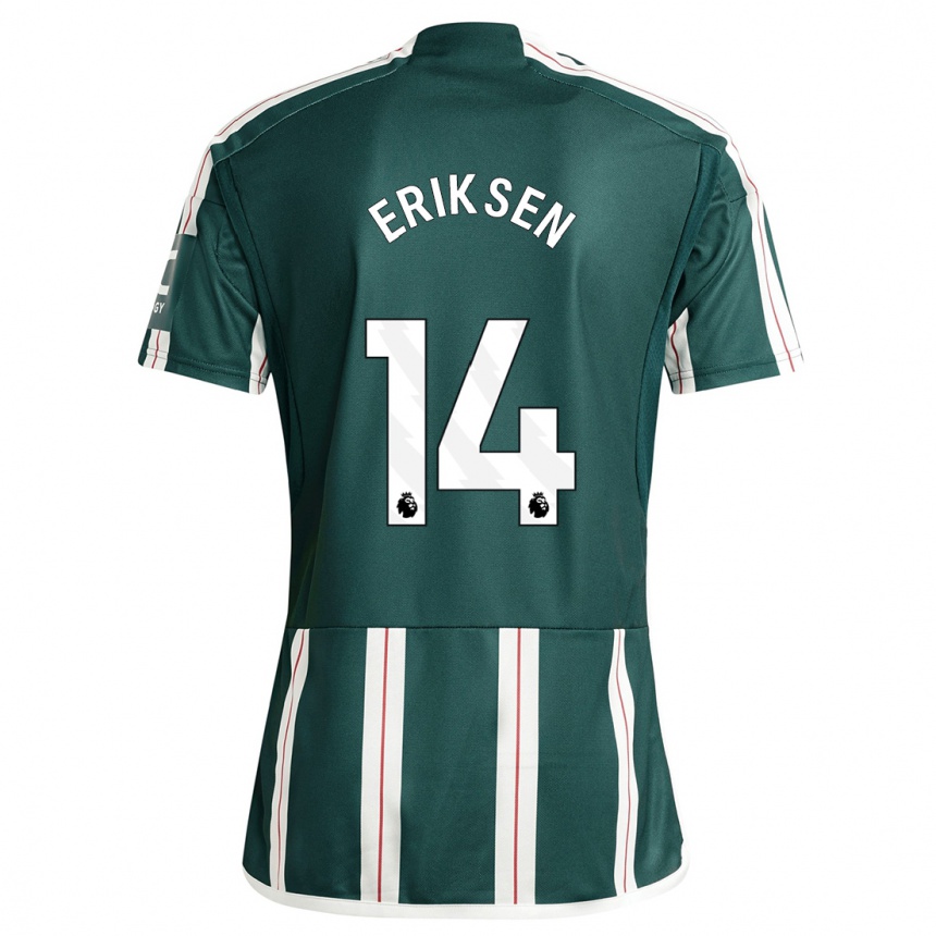 Men  Christian Eriksen #14 Dark Green Away Jersey 2023/24 T-Shirt