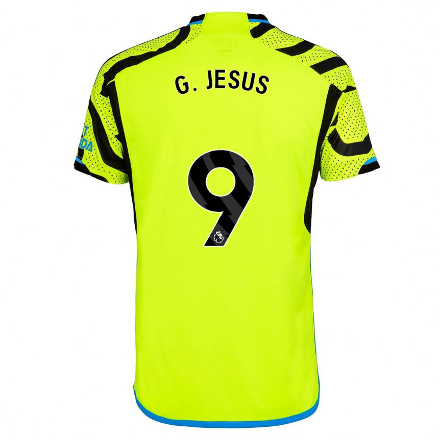 Men  Gabriel Jesus #9 Yellow Away Jersey 2023/24 T-Shirt