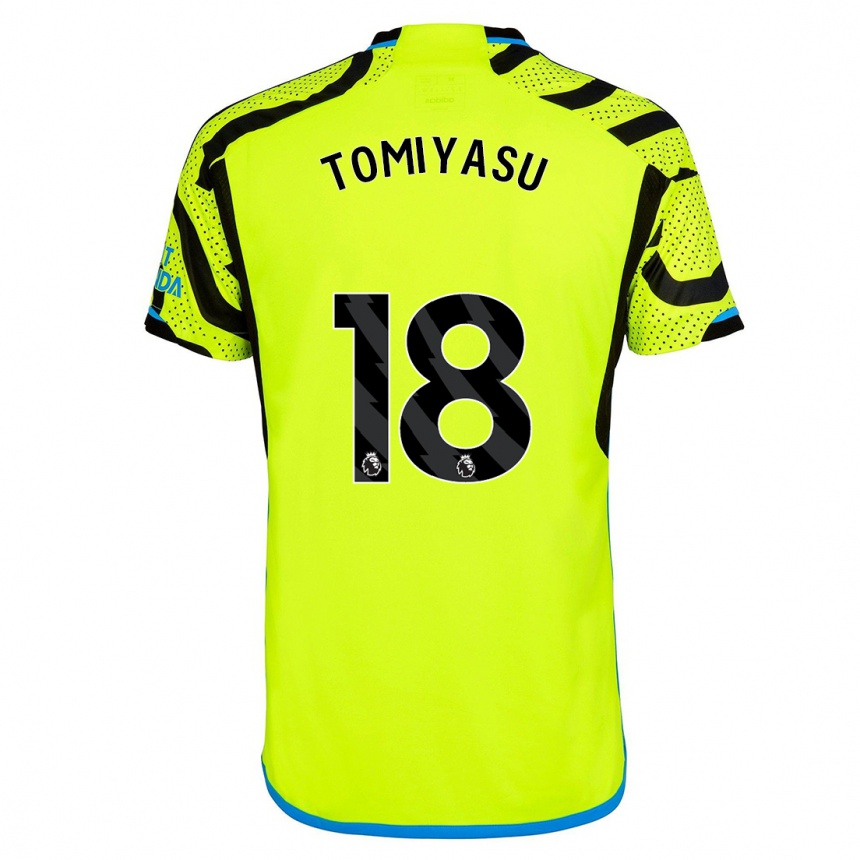 Men  Takehiro Tomiyasu #18 Yellow Away Jersey 2023/24 T-Shirt