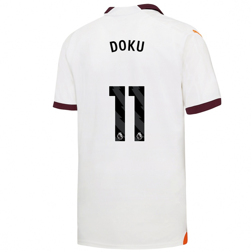 Men  Jérémy Doku #11 White Away Jersey 2023/24 T-Shirt