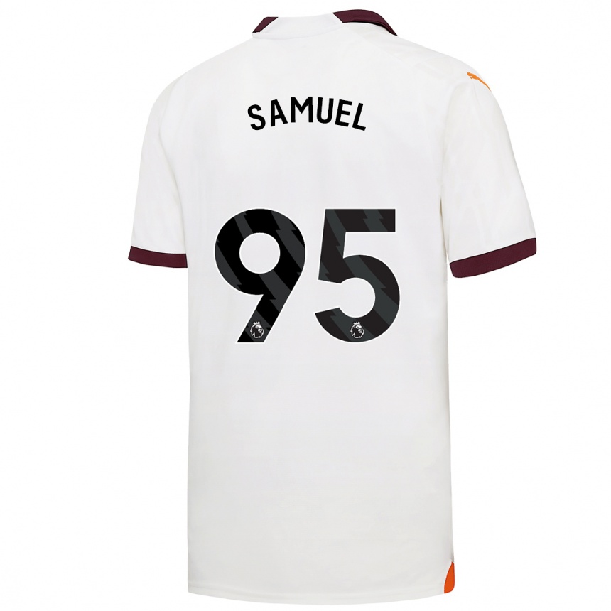 Men  Lakyle Samuel #95 White Away Jersey 2023/24 T-Shirt