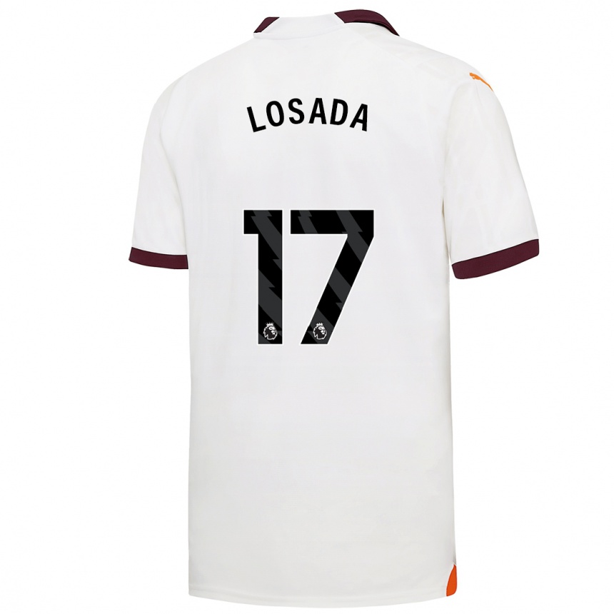 Men  Vicky Losada #17 White Away Jersey 2023/24 T-Shirt