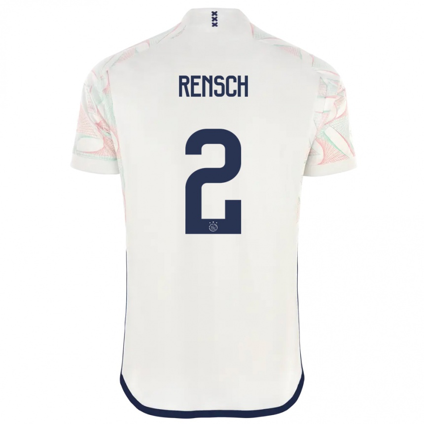 Men  Devyne Rensch #2 White Away Jersey 2023/24 T-Shirt