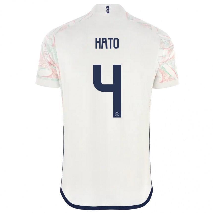 Men  Jorrel Hato #4 White Away Jersey 2023/24 T-Shirt