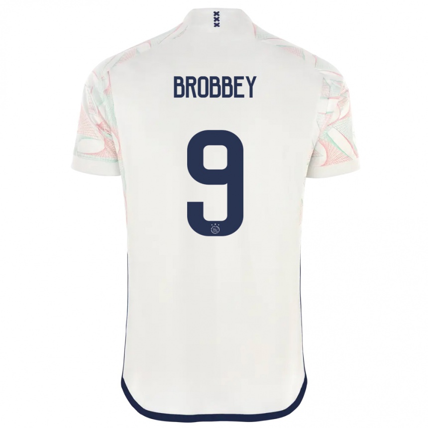 Men  Brian Brobbey #9 White Away Jersey 2023/24 T-Shirt