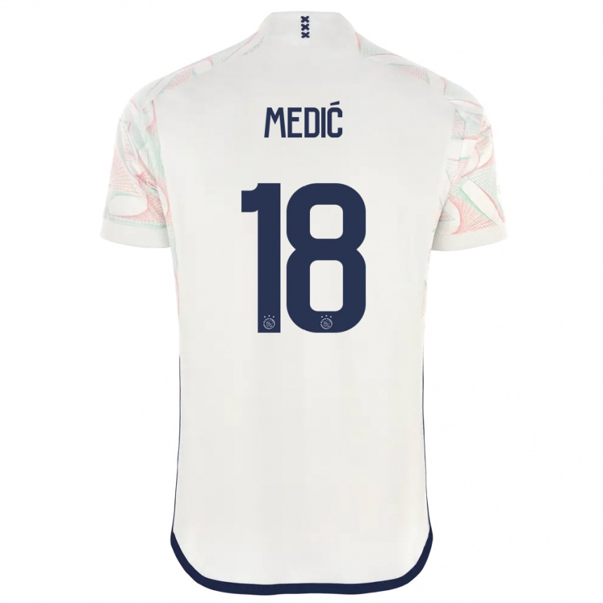 Men  Jakov Medic #18 White Away Jersey 2023/24 T-Shirt