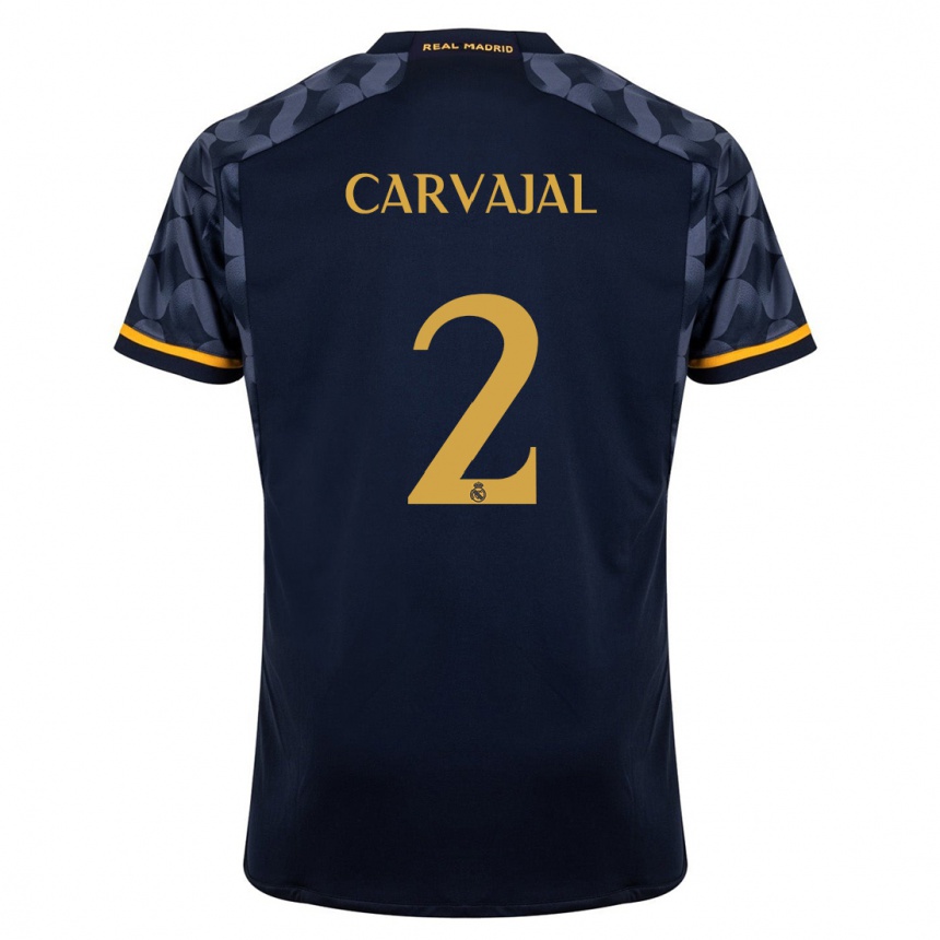 Men  Daniel Carvajal #2 Dark Blue Away Jersey 2023/24 T-Shirt