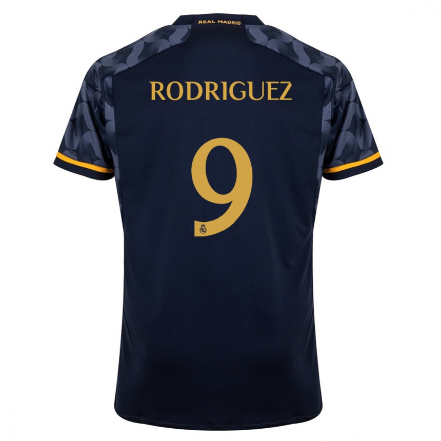 Men  Alvaro Rodriguez #9 Dark Blue Away Jersey 2023/24 T-Shirt