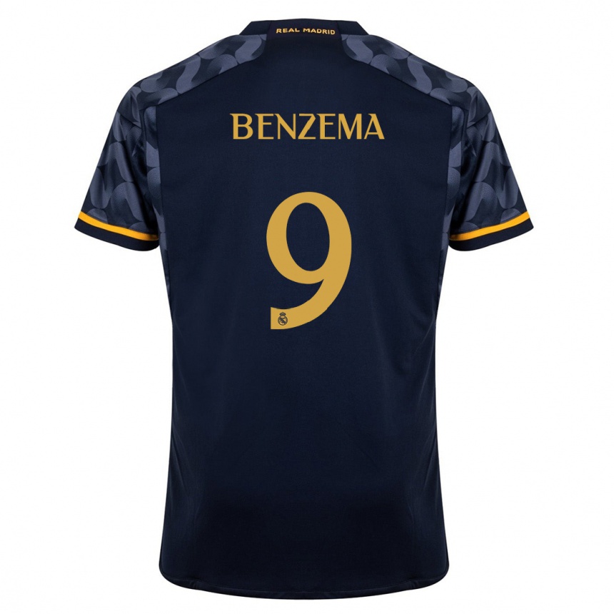 Men  Karim Benzema #9 Dark Blue Away Jersey 2023/24 T-Shirt