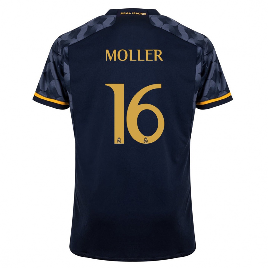 Men  Caroline Moller #16 Dark Blue Away Jersey 2023/24 T-Shirt