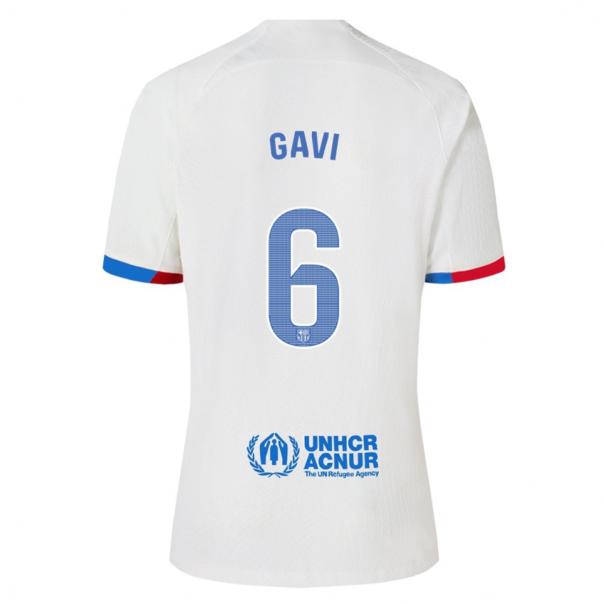 Men  Gavi #6 White Away Jersey 2023/24 T-Shirt