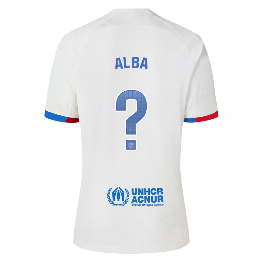 Men  Javi Alba #0 White Away Jersey 2023/24 T-Shirt