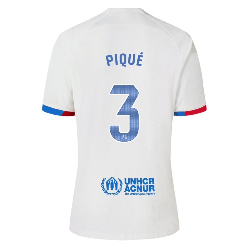 Men  Gerard Pique #3 White Away Jersey 2023/24 T-Shirt