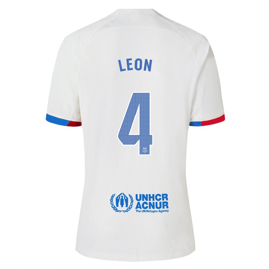 Men  Maria Pilar Leon #4 White Away Jersey 2023/24 T-Shirt