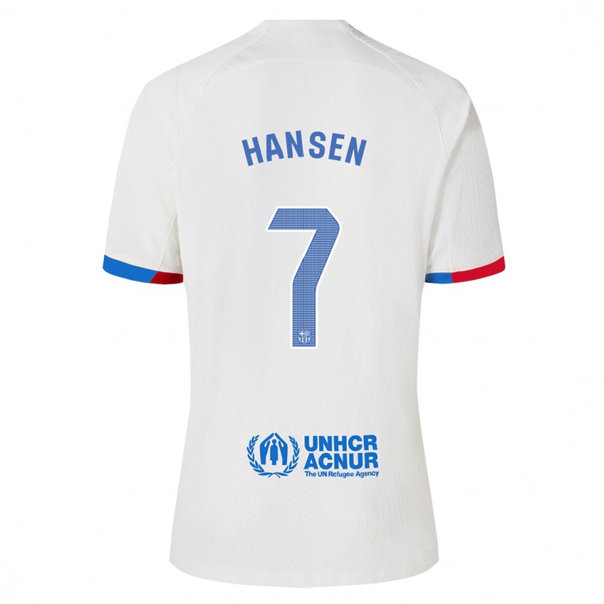 Men  Caroline Graham Hansen #7 White Away Jersey 2023/24 T-Shirt