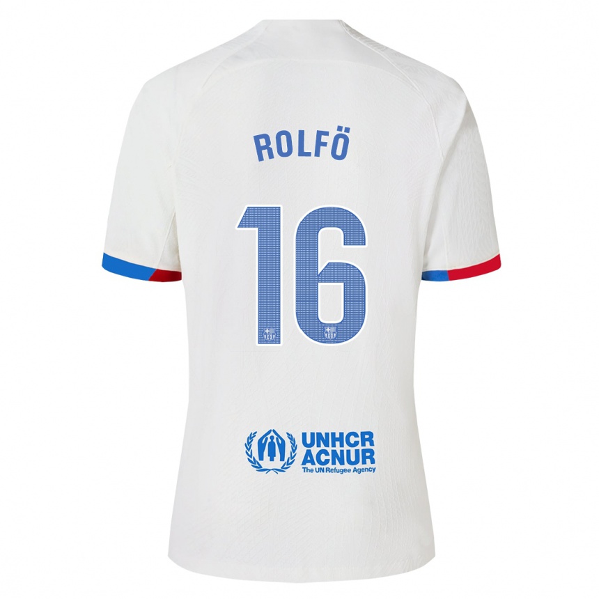 Men  Fridolina Rolfo #16 White Away Jersey 2023/24 T-Shirt