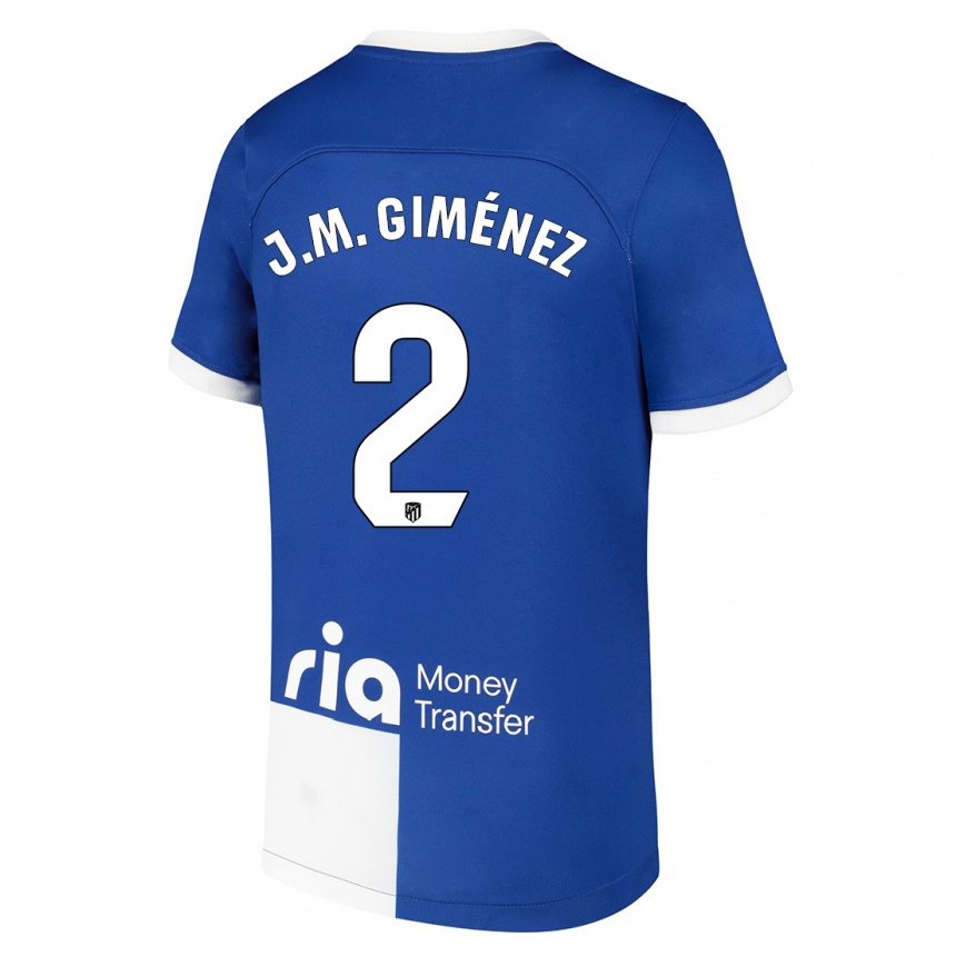 Men  Jose Maria Gimenez #2 Blue White Away Jersey 2023/24 T-Shirt