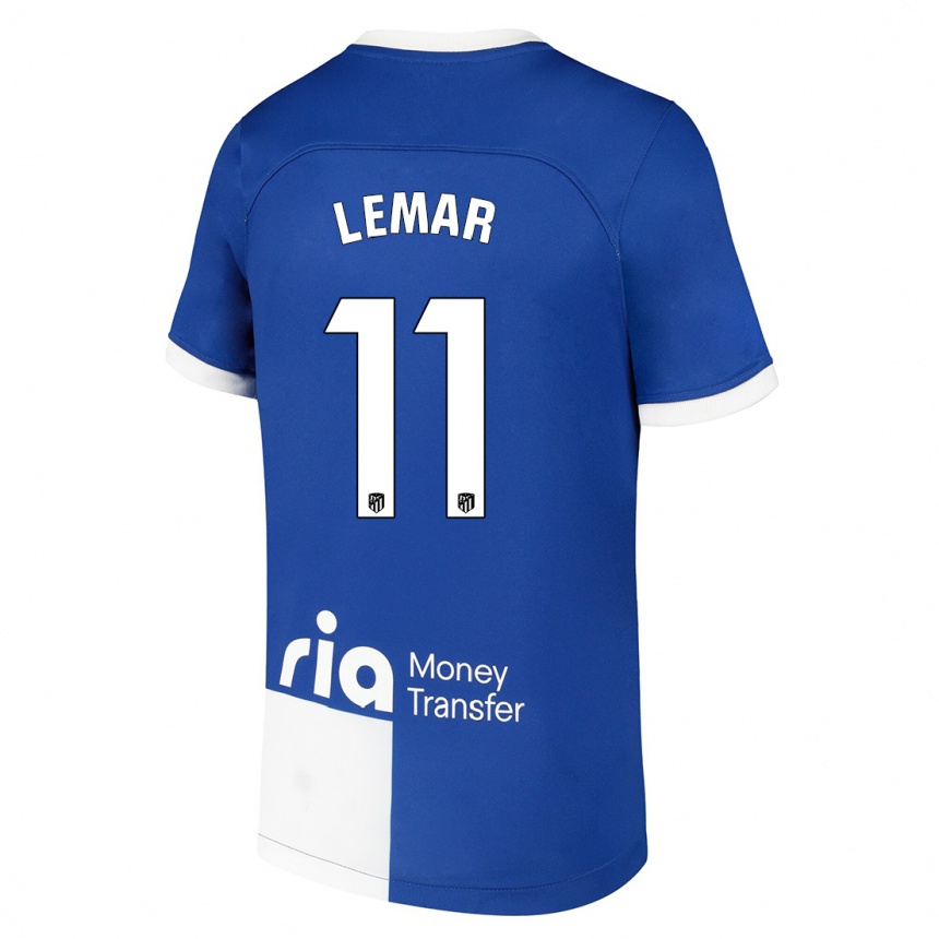 Men  Thomas Lemar #11 Blue White Away Jersey 2023/24 T-Shirt