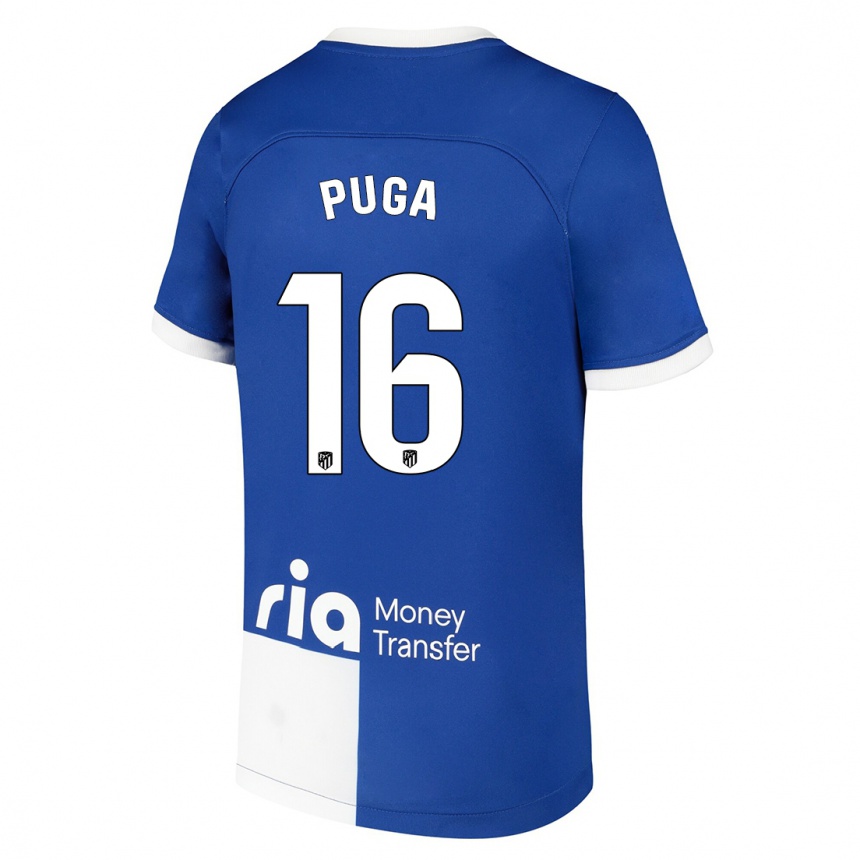 Men  Carlos Puga #16 Blue White Away Jersey 2023/24 T-Shirt