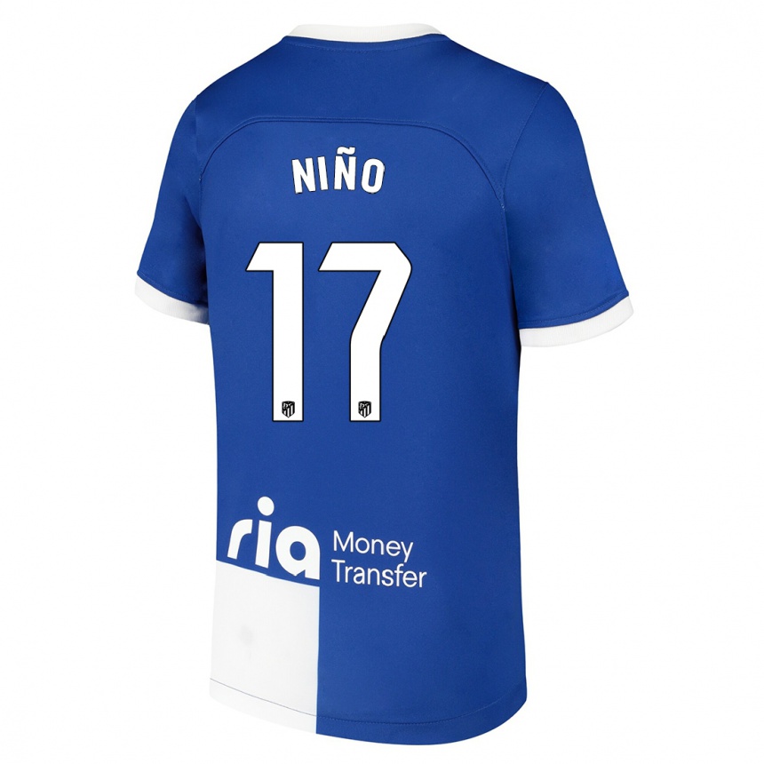 Men  Adrián Niño #17 Blue White Away Jersey 2023/24 T-Shirt