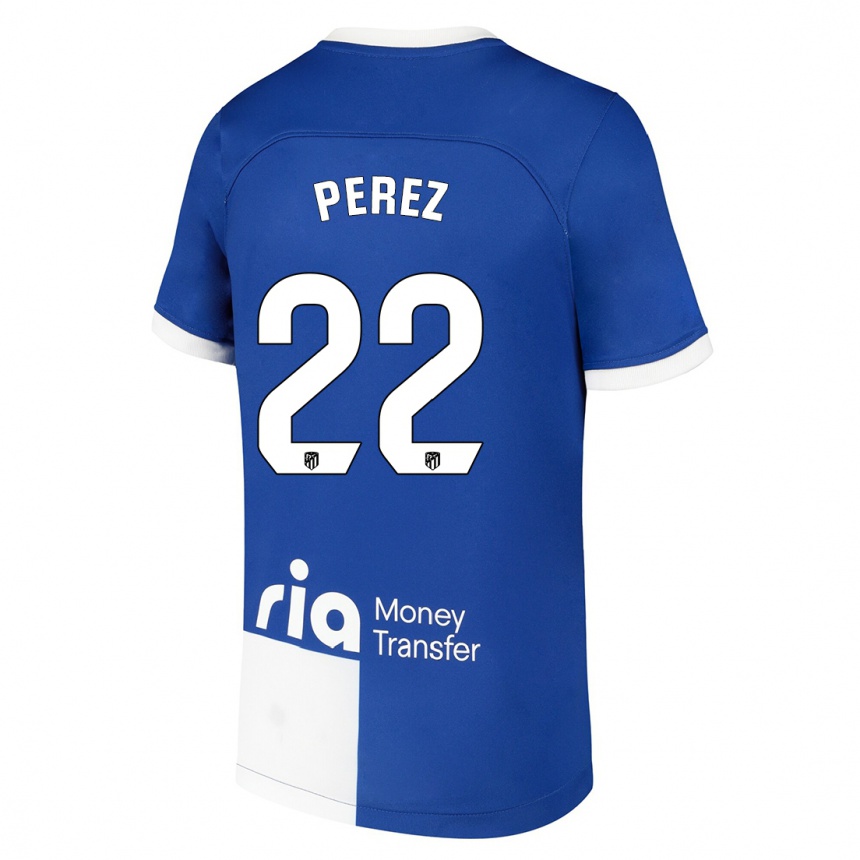 Men  Pablo Pérez #22 Blue White Away Jersey 2023/24 T-Shirt