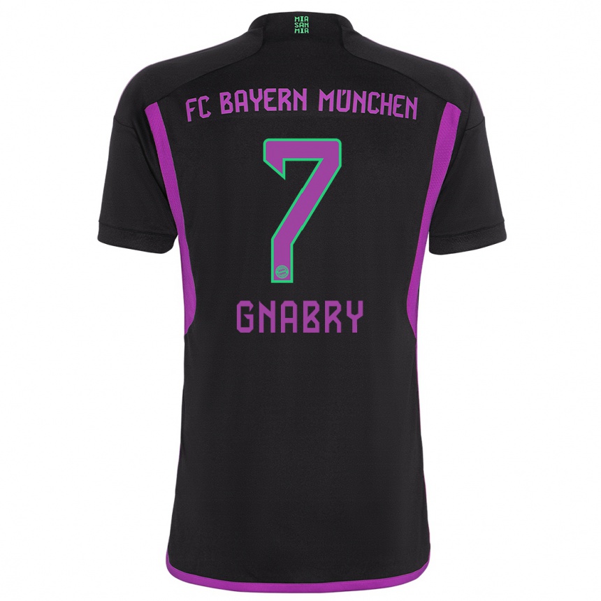 Men  Serge Gnabry #7 Black Away Jersey 2023/24 T-Shirt