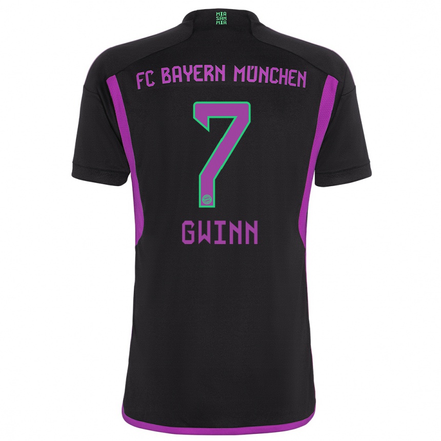 Men  Giulia Gwinn #7 Black Away Jersey 2023/24 T-Shirt