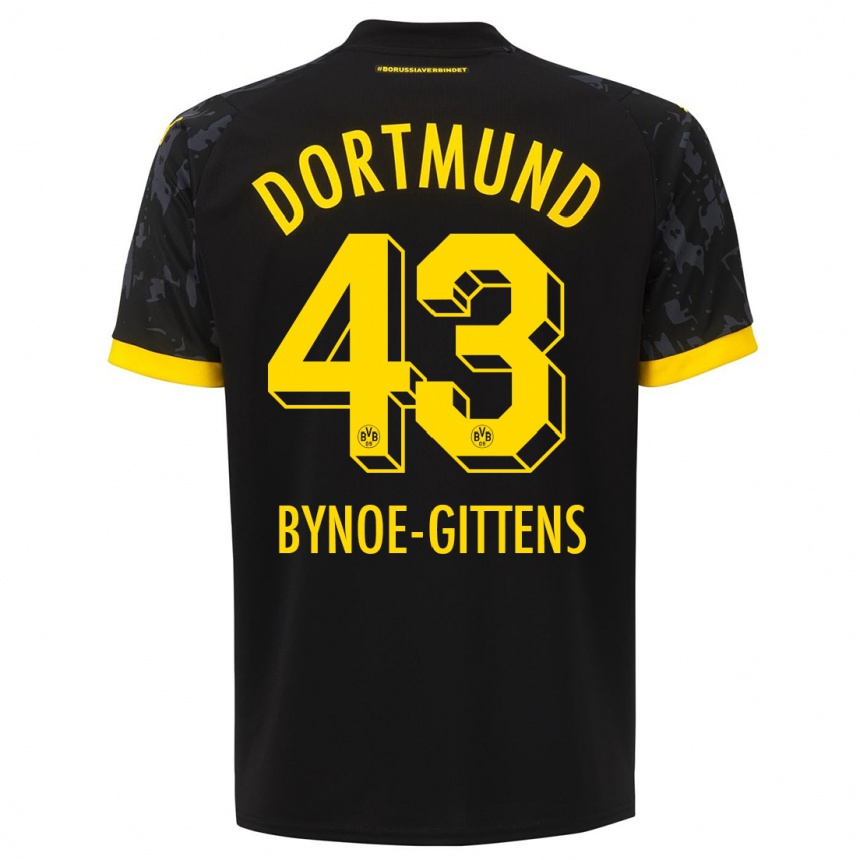 Men  Jamie Bynoe-Gittens #43 Black Away Jersey 2023/24 T-Shirt