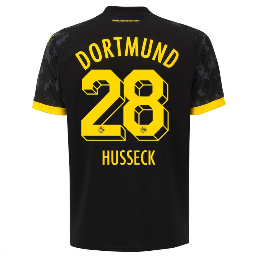 Men  Jonah Husseck #28 Black Away Jersey 2023/24 T-Shirt