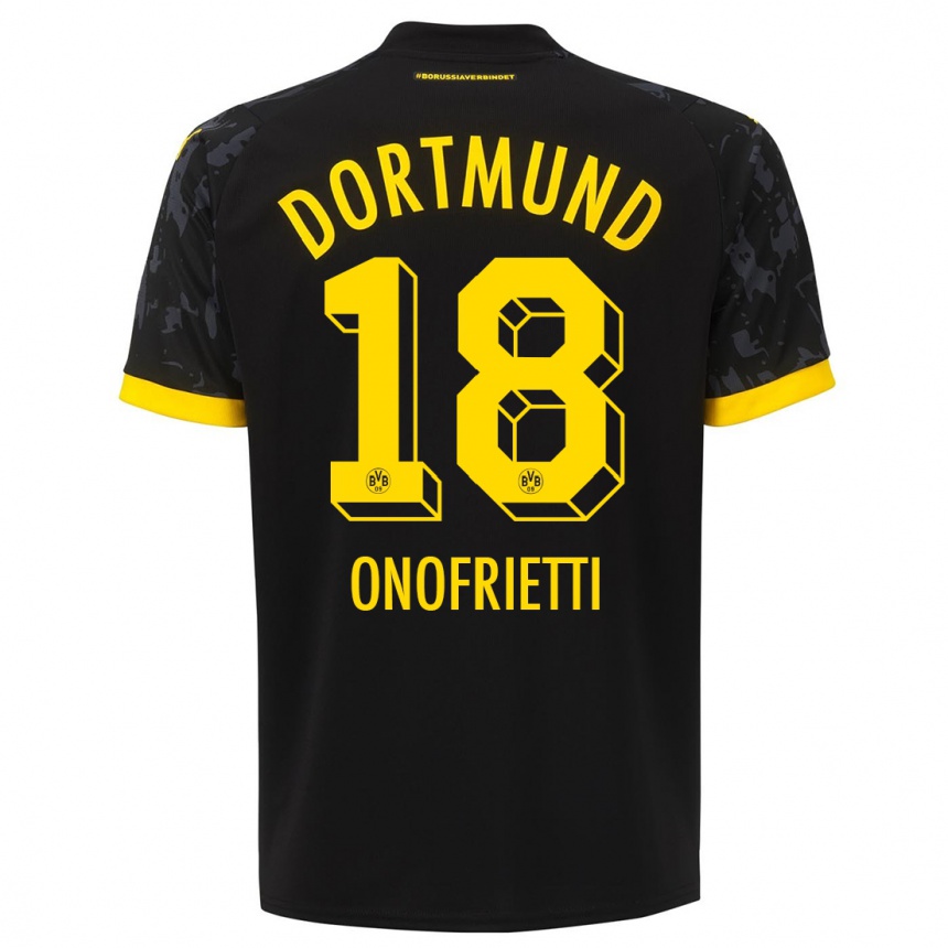 Men  Vincenzo Onofrietti #18 Black Away Jersey 2023/24 T-Shirt