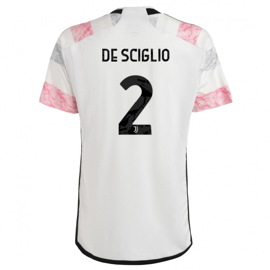 Men  Mattia De Sciglio #2 White Pink Away Jersey 2023/24 T-Shirt