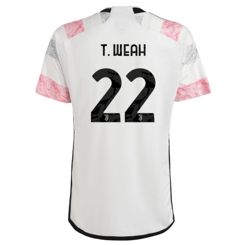 Men  Timothy Weah #22 White Pink Away Jersey 2023/24 T-Shirt