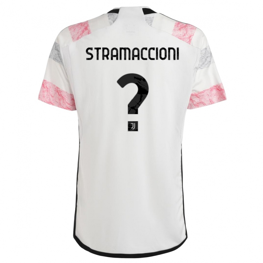 Men  Diego Stramaccioni #0 White Pink Away Jersey 2023/24 T-Shirt