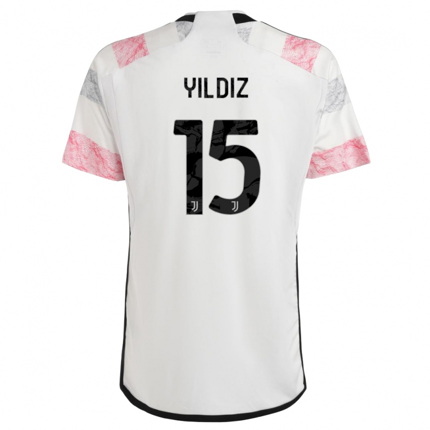 Men  Kenan Yildiz #0 White Pink Away Jersey 2023/24 T-Shirt